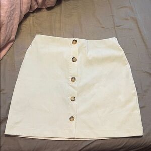 Zara Cream Button-Front Mini Skirt